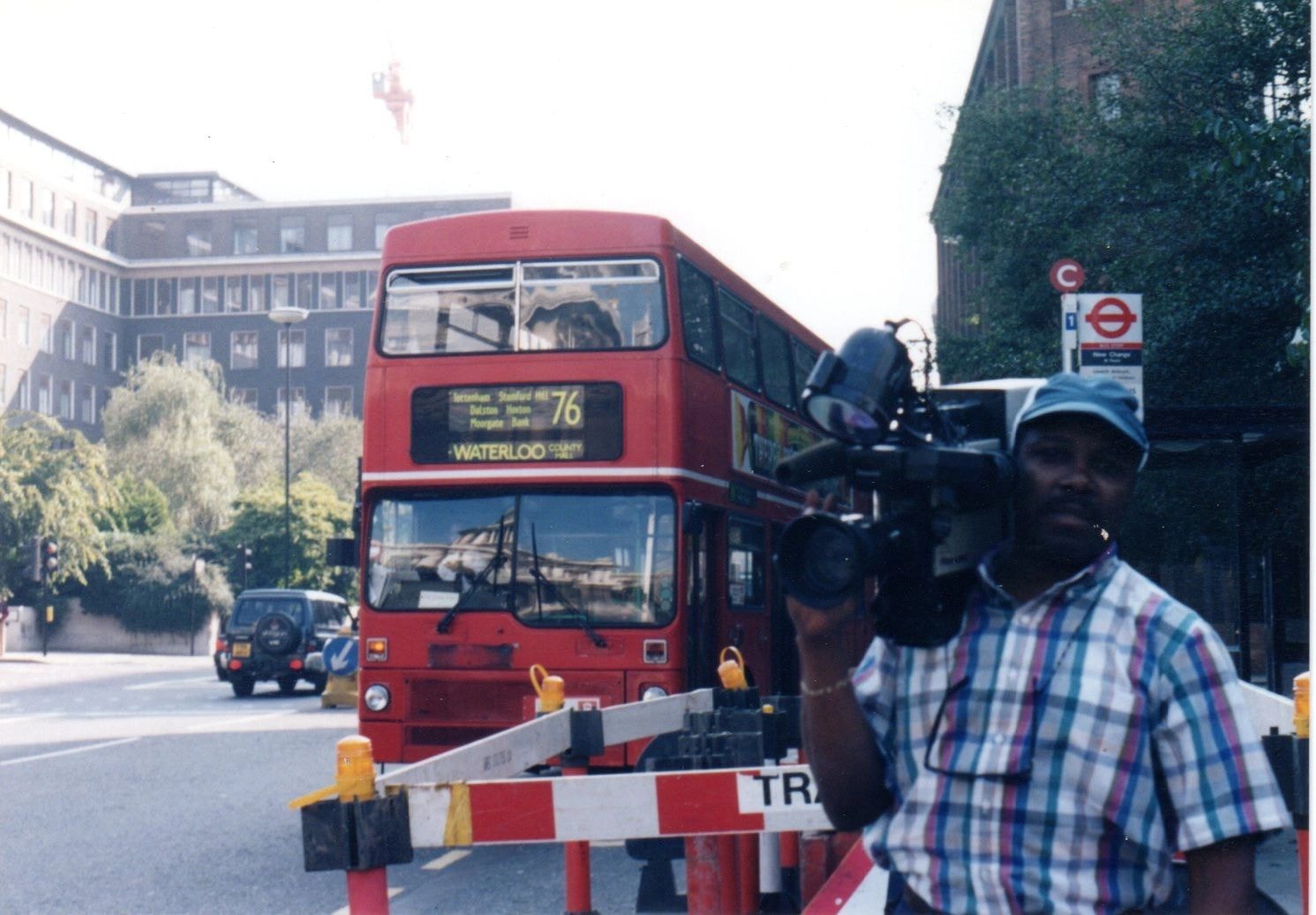 Stan Coleman filming on location near Tower Bridge, London